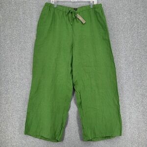 J.Crew NEW 2025 Women XL Soleil Pant Wide Leg 100% Linen Green Drawstring